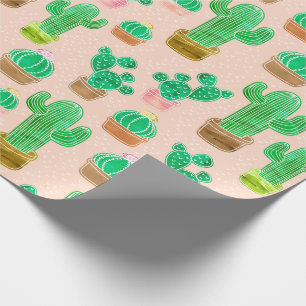 Hand Drawn Potted Cactus Pattern Wrapping Paper