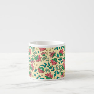 Hand Drawn Pressed Flowers Leaves Pattern  Espresso Cup