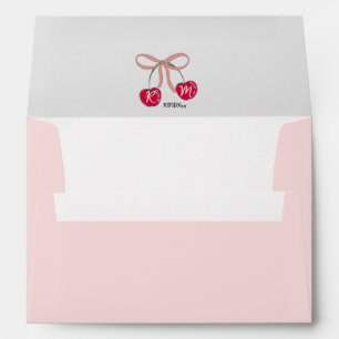 Hand-drawn Pretty Pink Bow and Cherries Envelope