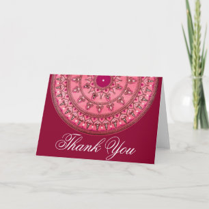 Hand Drawn Pretty Red Mandala Thank You Card