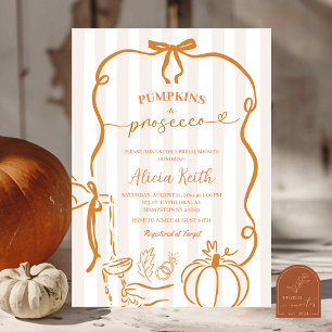 Hand Drawn Pumpkin and Prosecco Bridal Shower Invitation
