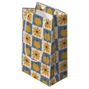 Hand Drawn Pumpkin Check Print Gift Bag