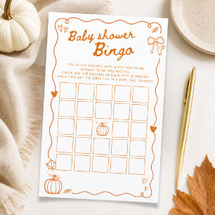 Hand Drawn Pumpkin Doodle Baby Shower Bingo Card