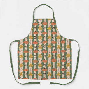 Hand Drawn Pumpkin & Leaf Pattern Apron