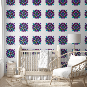 Hand drawn Purple and Blue Mandala Wallpaper