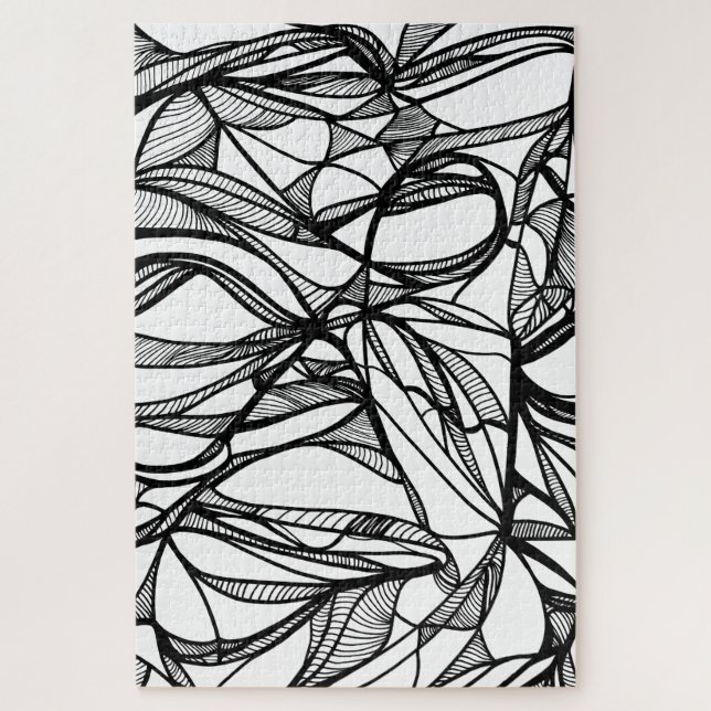hand-drawn PUZZLE colour-your-own, black & white (Vertical)