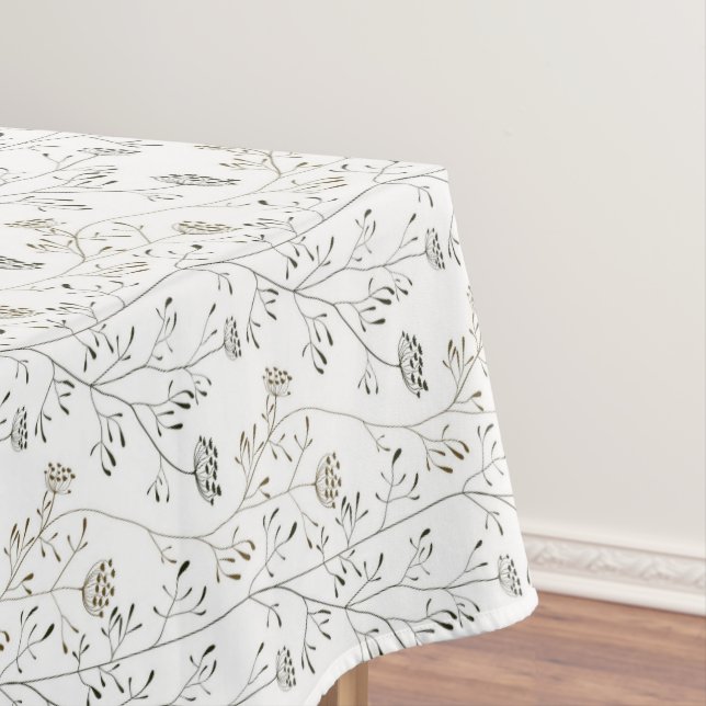 Hand Drawn Queen Anne's Lace Flowers Tablecloth (In Situ)