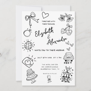 Hand Drawn Quirky French Wedding Invitation