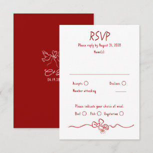 Hand Drawn Quirky Funky Wedding RSVP Card