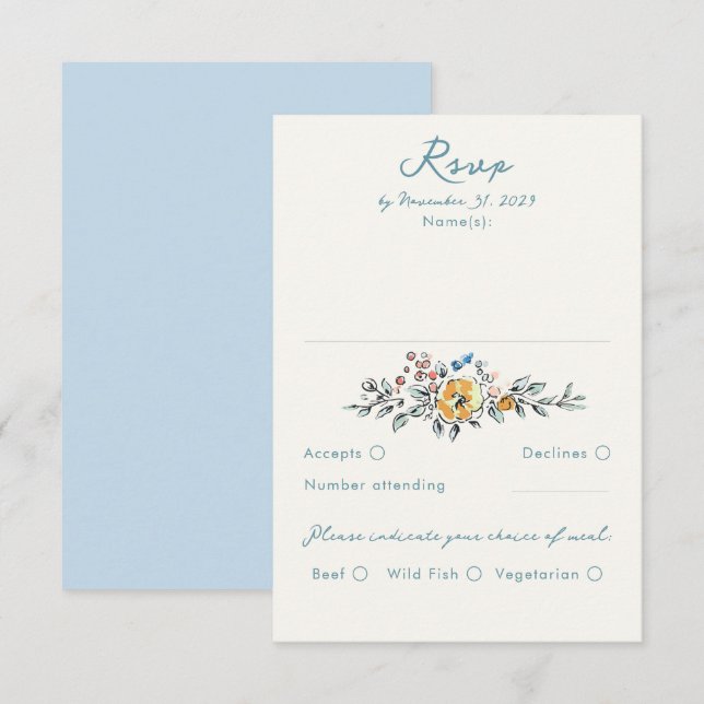 Hand Drawn Quirky Funky Wedding RSVP Card (Front/Back)