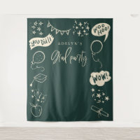 Hand Drawn Quirky Grad Icons Green Backdrops