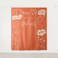 Hand Drawn Quirky Grad Icons Orange Backdrops
