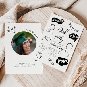 Hand Drawn Quirky Graduation Party Invitation