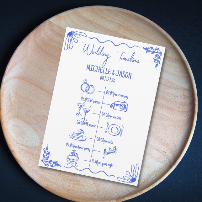 Hand Drawn Quirky Wedding Itinerary Schedule Programme (Creator Uploaded)