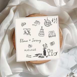 Hand Drawn Quirky Wedding Napkins