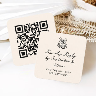 Hand Drawn Quirky Wedding RSVP Qr Code Enclosure Card