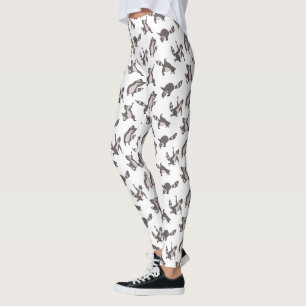 Hand Drawn Racoon in Yoga Asana Funny Animal Leggings