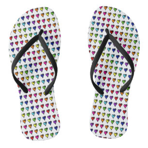 Hand-drawn Rainbow Hearts Jandals