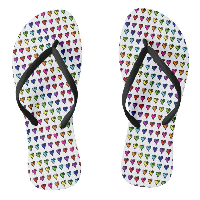 Hand-drawn Rainbow Hearts Jandals (Footbed)