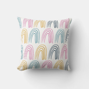 Hand-Drawn Rainbow Line Pattern Cushion