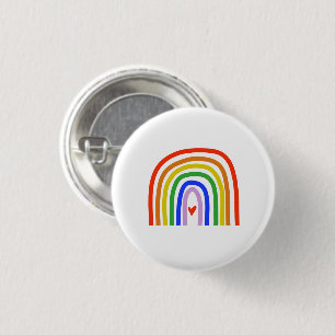 Hand drawn Rainbow Primary Colors White Heart 3 Cm Round Badge