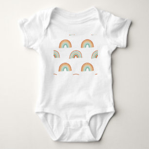 Hand-drawn rainbows: pastel seamless pattern. baby bodysuit