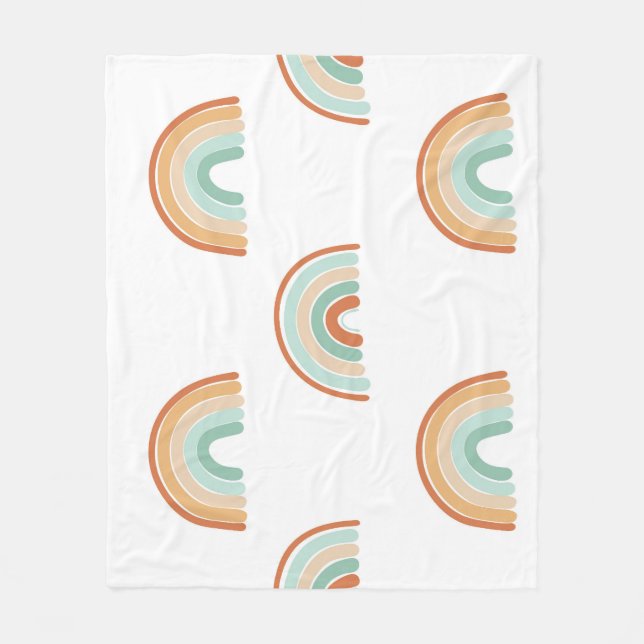 Hand-drawn rainbows: pastel seamless pattern. fleece blanket (Front)