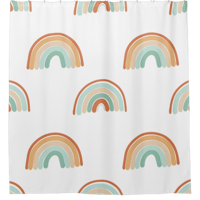 Hand-drawn rainbows: pastel seamless pattern. shower curtain (Front)