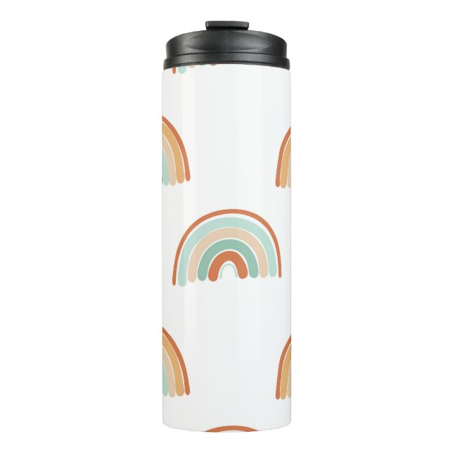 Hand-drawn rainbows: pastel seamless pattern. thermal tumbler (Front)