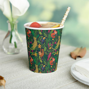 Hand Drawn Rainforest Animals Paper Cups
