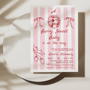 Hand Drawn Red A Berry Sweet Baby Shower  Invitation