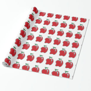 Hand-drawn Red Apple Fruit Cartoon Wrapping Paper