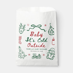 Hand Drawn Red Baby It's Cold Outside Baby Shower Favour Bags