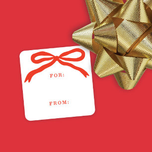 Hand-Drawn Red Bow Christmas Holiday Gift Tags
