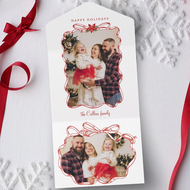 Hand-Drawn Red Christmas Photo Frame All In One Invitation (Creator Uploaded)