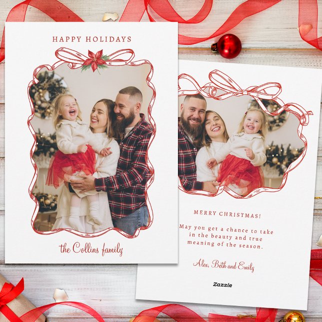 Hand-Drawn Red Christmas Photo Frame Holiday Card (Creator Uploaded)