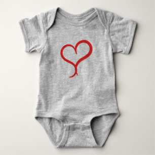 Hand-Drawn Red Heart Baby Bodysuit -