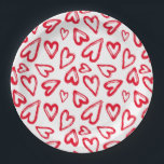 Hand Drawn Red Hearts Paper Plate<br><div class="desc">Hand drawn red hearts cover these white paper plates,  perfect for bridal shower,  weddings,  birthday party,  valentine's day or any special occasion.</div>
