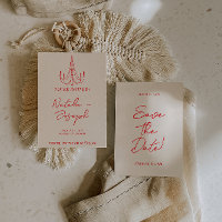 Hand Drawn Red Old Money Retro Quirky Wedding