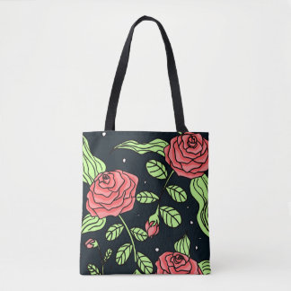 Hand Drawn Red Roses Tote Bag