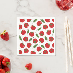 Hand Drawn Red Tomato Pattern Napkin