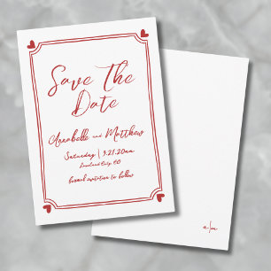 Hand Drawn Red Wedding Save The Date