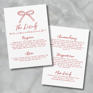 Hand Drawn Red Whimsical Wedding Details Enclosure Card
