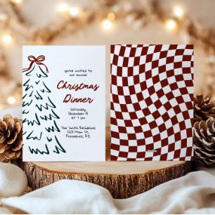 Hand Drawn Retro Christmas Holiday Party Invite
