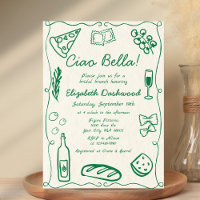 Hand Drawn Retro Italian Casual Bridal Brunch