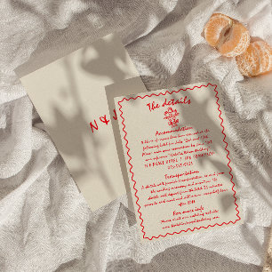 Hand-Drawn Retro Quirky Unique Wedding Details Enclosure Card