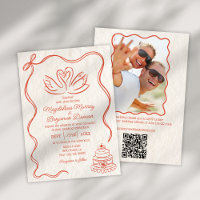 Hand Drawn Retro Swans Photo All in One Wedding In