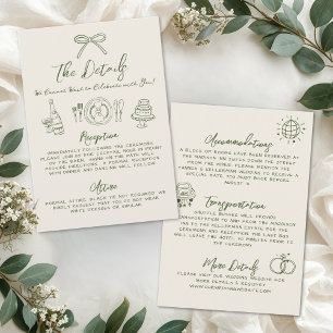 Hand Drawn Retro Wedding Details Enclosure Card
