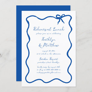 Hand Drawn Ribbon French Blue Rehearsal Lunch Invitation