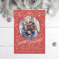 Hand drawn ribbons and bow seasons greetings photo